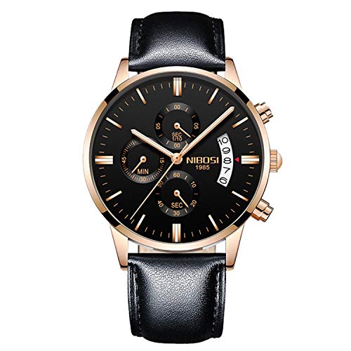 rorios Herren Uhren Analog Quarz Armbanduhren Chronograph Uhr Leuchtend Geschäft Uhren Lederband mit Datum Kalender Mode Armbanduhr Männer von rorios