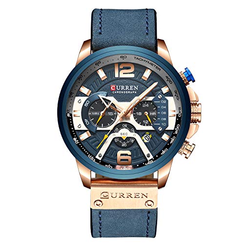 rorios Herren Uhren Analog Quarz Armbanduhren Chronograph Uhr mit Datum Kalender Lederband Mode Sportuhr Männeruhren von rorios