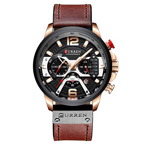 rorios Herren Uhren Analog Quarz Armbanduhren Chronograph Uhr mit Datum Kalender Lederband Mode Sportuhr Männeruhren von rorios