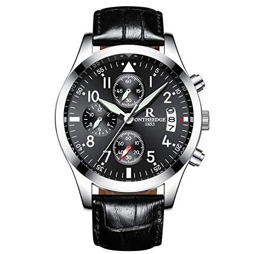 rorios Herren Uhren Lederband Quarzuhr Business Fashion Kalender Metallarmband Lap Timer Stoppuhr wasserdichte Männer Armbanduhr Uhr von rorios