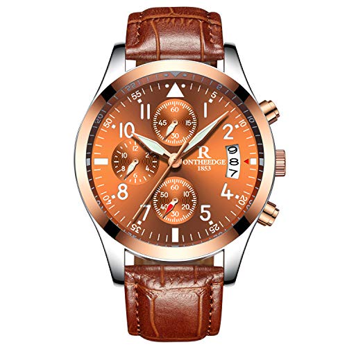 rorios Herren Uhren Lederband Quarzuhr Business Fashion Kalender Metallarmband Lap Timer Stoppuhr wasserdichte Männer Armbanduhr Uhr von rorios