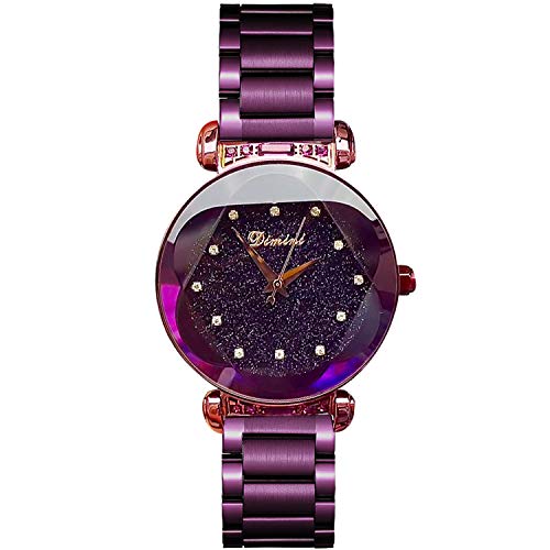 rorios Mode Damen Analog Quarzuhr Armbanduhren Edelstahlband Sternenklarer Himmel Simulierter Diamant Dial wasserdichte Armbanduhr von rorios