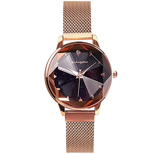 rorios Damen Uhren Leuchtenden Sternenklarer Himmel Damenuhr Armbanduhr Analog Quarz Ultradünne Edelstahl Mesh Mode Women Watches von rorios