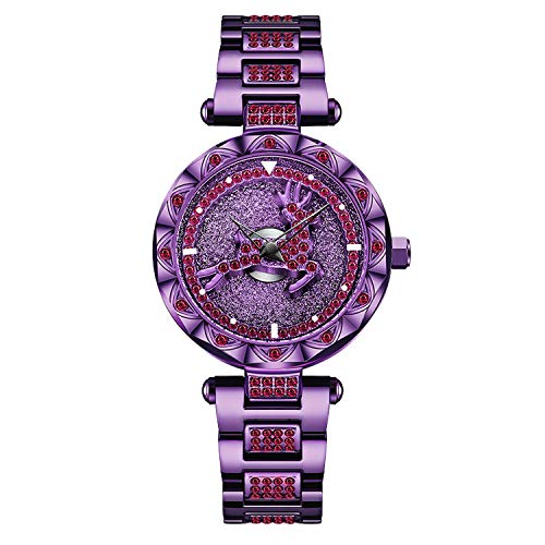 rorios Mode Frauen Armbanduhren 360°Drehbar Dial Edelstahlband Simulierter Diamant Armbanduhren für Damen von rorios