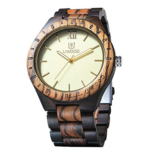 RORIOS Herrenuhr aus Holz, super hell, Quarz, Armbanduhr aus Naturholz, modische Armbanduhr aus Holz, Schwarzes Zebra Holz, Armband RORIOS Herrenuhr aus Holz, super hell, Quarz, Armbanduhr aus Naturholz, modische Armbanduhr aus Holz, Schwarzes Zebra Holz, Armband von rorios