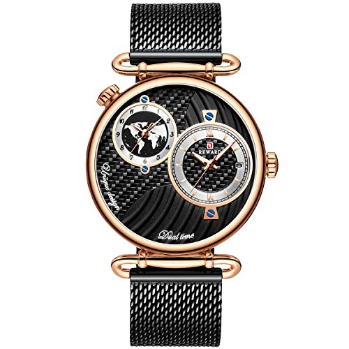 rorios Mode Herren Uhr Männer Edelstahlband Mesh Sport Datum Kalender Armbanduhren für Herren Wasserdicht Uhren von rorios