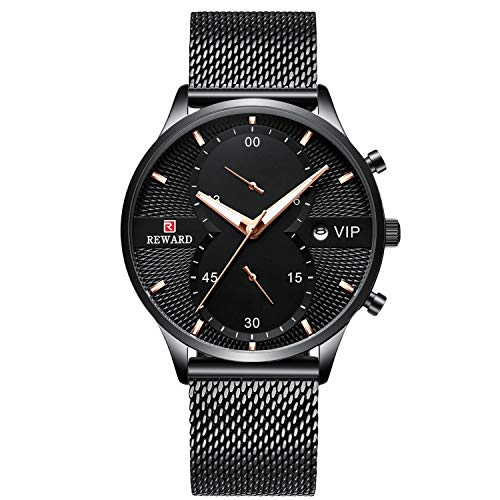 rorios Mode Herren Uhr Männer Mesh Edelstahlband Sport Datum Kalender Armbanduhren für Herren Wasserdicht Uhren von rorios