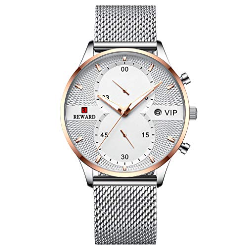 rorios Mode Herren Uhr Männer Mesh Edelstahlband Sport Datum Kalender Armbanduhren für Herren Wasserdicht Uhren von rorios