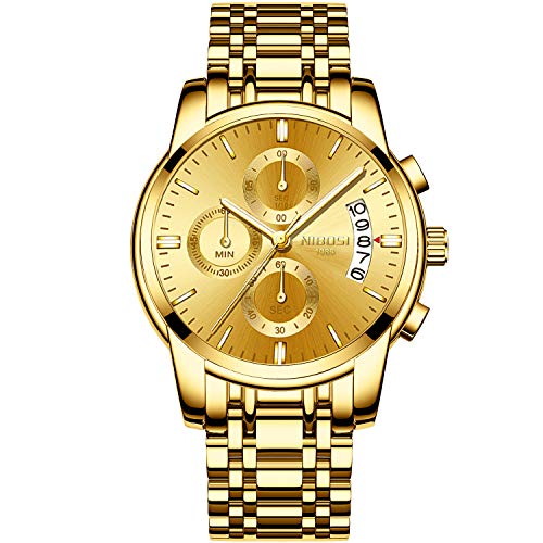 rorios Mode Herren Uhren Analog Quarz Armbanduhren Chronograph Uhr und Edelstahlband Zifferblatt Leuchtend Geschäft Uhren mit Kalender Multifunction Männer Armbanduhr von rorios