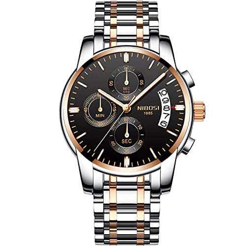 rorios Mode Herren Uhren Analog Quarz Armbanduhren Chronograph Uhr und Edelstahlband Zifferblatt Leuchtend Geschäft Uhren mit Kalender Multifunction Männer Armbanduhr von rorios