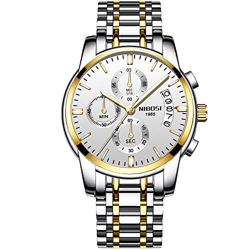 rorios Mode Herren Uhren Analog Quarz Armbanduhren Chronograph Uhr und Edelstahlband Zifferblatt Leuchtend Geschäft Uhren mit Kalender Multifunction Männer Armbanduhr von rorios