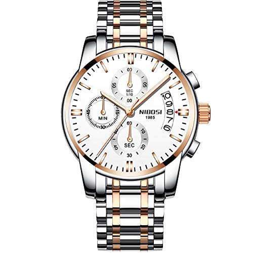 rorios Mode Herren Uhren Analog Quarz Armbanduhren Chronograph Uhr und Edelstahlband Zifferblatt Leuchtend Geschäft Uhren mit Kalender Multifunction Männer Armbanduhr von rorios