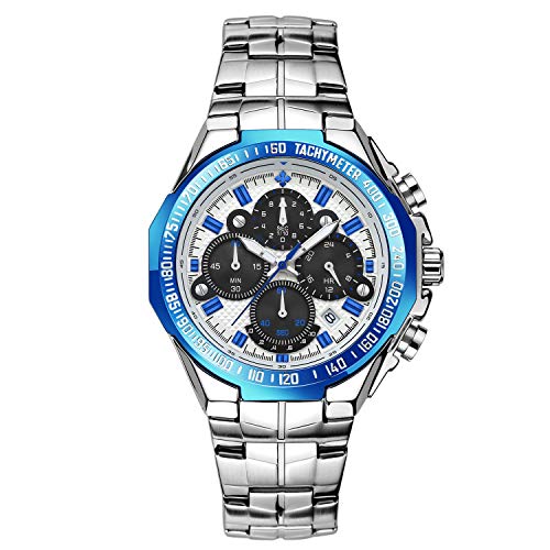rorios Mode Herren Uhren Geschäft Analog Quarz Armbanduhren Leuchtend Uhren mit Kalender Edelstahlband Multifunction Männer Armbanduhr von rorios