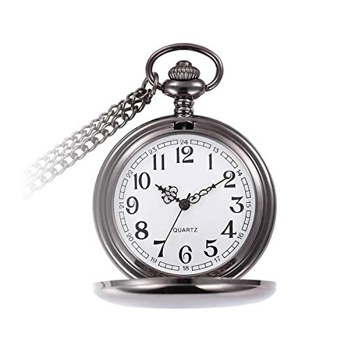 rorios Taschenuhren Analog Quarz Taschenuhr mit Halskette Kette Quarzuhr Glattes Edelstahl Antike Quarz Taschenuhr für Herren von rorios
