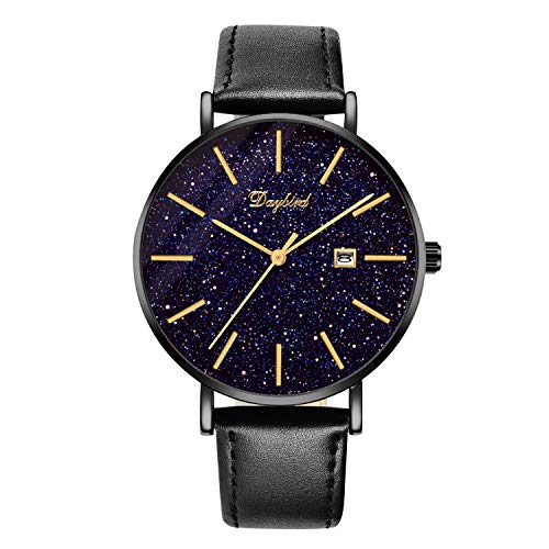 rorios Uhren Herren Stilvolle Analoger Quarz Uhr Elegant Männer Lederband Datum Kalender Uhr Ultra Dünne Armbanduhren Minimalistische Herrenuhr von rorios