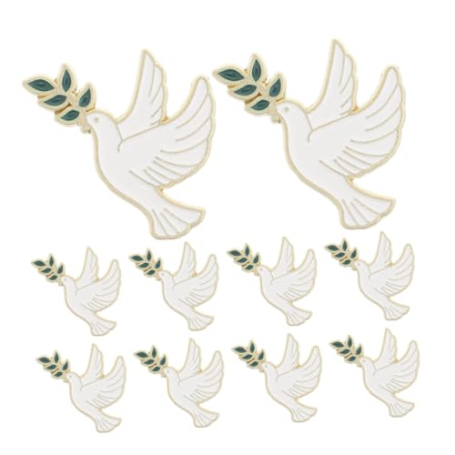 RORPOIR 10 Stück Friedens Tauben Broschen Metall Anstecker mit Olivenzweig Stilvolle Vogel Pins für Kleidung Jacken Rucksäcke Modische Friedenssymbole für Alltag und Events von RORPOIR