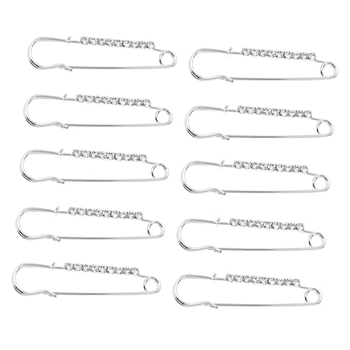 RORPOIR 10 Stück Weißer Strass Broschen Anstecknadeln für Pullover Modische Kleidung Schmuck Glänzende Stilvolle Brustnadeln für Damen Vielseitiges Accessoire für Casual Outfits von RORPOIR