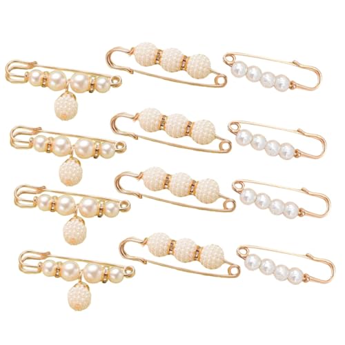 RORPOIR 12 Stück Teiliges Broschen mit Perlen Verstellbare Sicherheitsnadeln für Kleidung Gürtel und Hosenclips zur Taillenanpassung Modische Cardigan und Schal Accessoires für Damen von RORPOIR