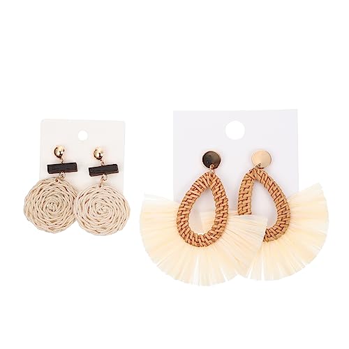 RORPOIR 2 Paare Rattan Ohringe für Frauen Boho Tropfenohrringe Langlebig Leicht und Stylisch für Strand Urlaub oder Besondere Anlässe von RORPOIR