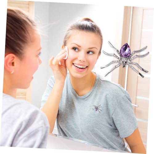 RORPOIR 2 Stück Halloween Spider Brosche Kreative Spinnen Form Kristallverziert Langlebige Legierung Modische Anstecknadel für Kleidung Taschen Hüte Geschenkidee für Frauen von RORPOIR
