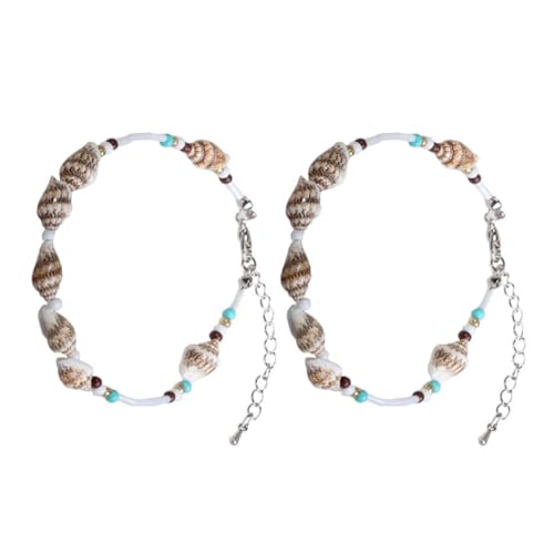 RORPOIR 2 Stück Muschel Fußkettchen Damen Boho Stil Verstellbare Fußkette mit Zartem Anhänger Strand Schmuck für Frauen und Mädchen von RORPOIR