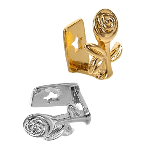 RORPOIR 2stücke Zahnkappe Im Rosendesign Metallzahngrill Im Hip-hop-stil Einzelne Zahngrills Für Herren Und Frauen Party-zahngrills Für Halloween Und Alltag Modeschmuck Für Rapper Und von RORPOIR