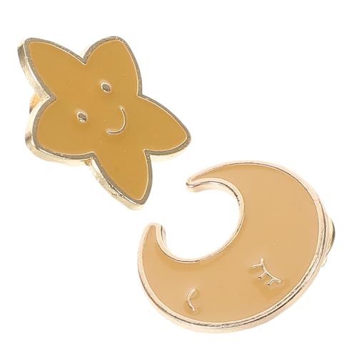 RORPOIR 2 Stück Zinklegierung Metallbroschen Stern Mond Japanischer Stil Antiexposure Pins für Jacken Rucksäcke Hüte Stilvolles Accessoire Langlebig und Modisch von RORPOIR