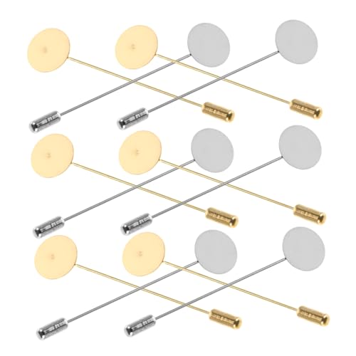 RORPOIR 20 Sätze Teiliges Kupfer Broschennadel Set mit Flachem Rundtablett Blanko Anstecknadeln für DIY Schmuck Vielseitige Reversnadeln für Kleidung Hüte und Taschen Langlebige von RORPOIR