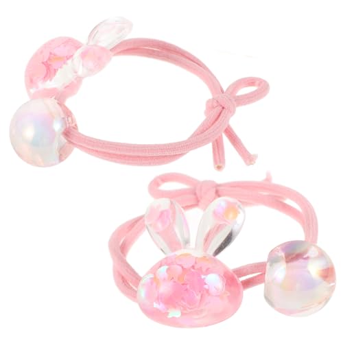 RORPOIR 2stücke Elastische Haarbänder Mit Hasenohren Für Mädchen Haargummis Für Junge Mädchen Süße Haar-accessoires Für Junge Robuste Pferdeschwanzhalter Für Empfindliches Haar von RORPOIR