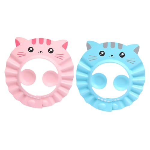 RORPOIR 2stücke Wasserdichte Duschhaube Mit Cartoon-design Verstellbar Schützt Ohren Und Augen Beim Haarewaschen Für Junge Mädchen Und Kleinkinder von RORPOIR