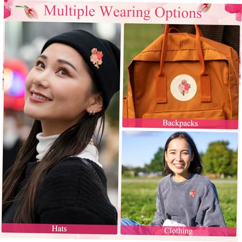 RORPOIR 3 Stück Kirschblüten Broschen Metall Anstecknadeln Niedliche Pins für Kleidung Rucksäcke Hüte Vielseitig Wiederverwendbar Schmuck für Frauen von RORPOIR