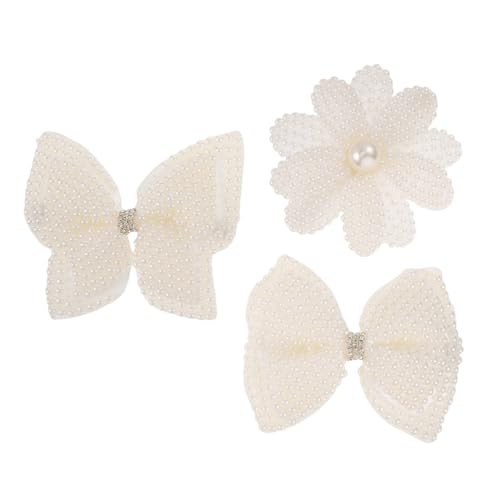RORPOIR 3 Stück Perle Haarspange japanische Haarnadel Schleifenclips für Frauen Clip-Bögen Mädchen Haarschleifen haarklammer groß dickes haar Bugente Entenbill Haare Clips Stoffe Weiß von RORPOIR
