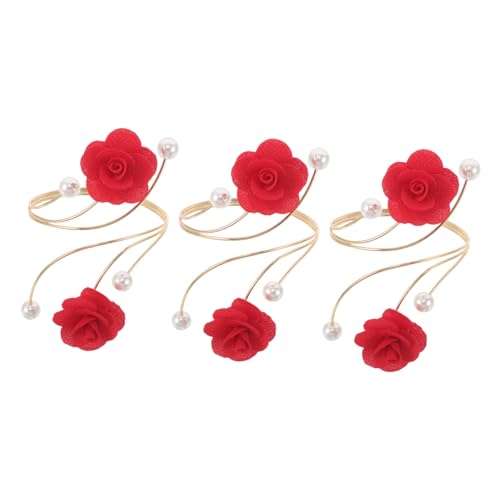 RORPOIR 3 Stück Teiliges Oberarm Armreif aus Metall Verstellbar Offenes Design mit Künstlerischem Blumenmuster Filigraner Roter und Goldener Armschmuck für Damen Minimalistischer Sommer von RORPOIR
