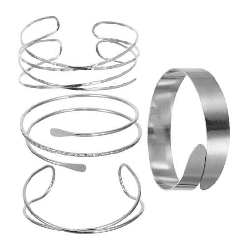 RORPOIR 4 Stück Teiliges Armreif aus Legiertem Verstellbare Offene Armbänder mit Modernem Geometrischem Design Minimalistischer Stil Komfortable Glatte Oberfläche Armspangen für Damen von RORPOIR