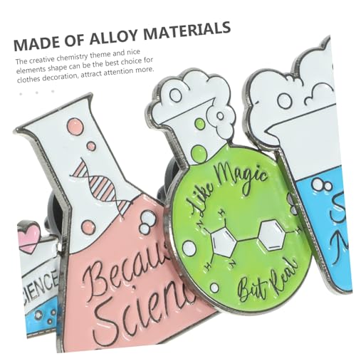 RORPOIR 4 Stück Teiliges Chemisches Reagenzglas Anstecknadel Dekorative Broschen aus Langlebiger Legierung Kreativer Laborkittel Hut schmuck für Damen Sichere Befestigung Modisches von RORPOIR