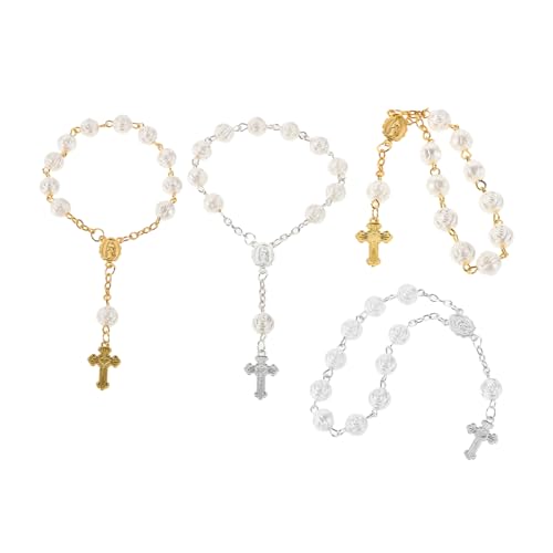 RORPOIR 4stücke Rosenkranzperlen Für Mädchen Zur Erstkommunion Babyarmband Aus Weichem Material Taufschmuck Religiöses Andenken Gastgeschenk Zur Kommunion Und Hochzeit von RORPOIR