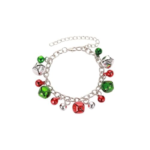 RORPOIR 4 Stück Weihnachtliche Schmuckset Teilig mit Kleinen Glocken Legierung Halskette Armband und Roten Sowie Grünen Ohrringen Leichtes Komfortables Design für Damen Festliche Anlässe von RORPOIR
