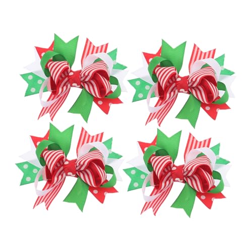 RORPOIR 4stücke Teiliges Weihnachts-haarspangen Mit Schleifen Für Mädchen Süße Kindgerechte Haarschmuck-accessoires Für Festliche Anlässe Und Familienfeiern Für Weihnachtszeit von RORPOIR
