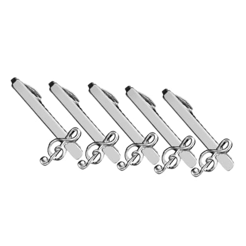RORPOIR 5 Stück Herren Krawattenklammern mit Musiknoten aus Metall Halt Einfach zu Befestigen für Business Hochzeit Formelle Anlässe Stilvolles Accessoire für Ordentlichen Look von RORPOIR