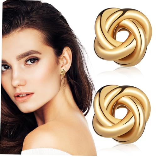 RORPOIR Chunky Knot Ohrstecker Damen Goldfarben Modisch Leicht Alltag Festlich Schmuck von RORPOIR