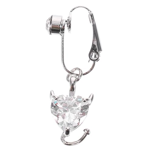 RORPOIR Clip Bauchnabelring Herz Zirkonia Anhänger Weiß Non Piercing Schmuck Leicht Für Damen Alltag Party Strand von RORPOIR