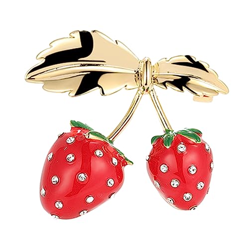 RORPOIR Erdbeer Brosche für Damen Kupfer Brosche mit Funkelnden Anstecknadel für Kleidung Schals und Hüte Modisches Accessoire für Besondere Anlässe von RORPOIR