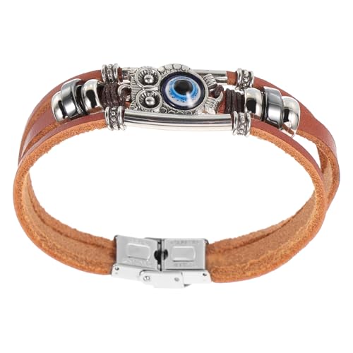 RORPOIR Geflochtenes Armband Rindsleder mit Eulen Charm Stilvolles Mehrlagiges Armband für Männer und Teens Verstellbar und Langlebig für Alltag oder Besondere Anlässe von RORPOIR