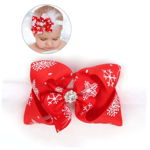 RORPOIR Baby-weihnachts-stirnband Haarbänder Baby-weihnachtskopfbedeckung Baby Mädchen Bowknot Stirnband Baby Mädchen Weihnachten Stirnband Haarschmuck Niedlich Kind Rot von RORPOIR