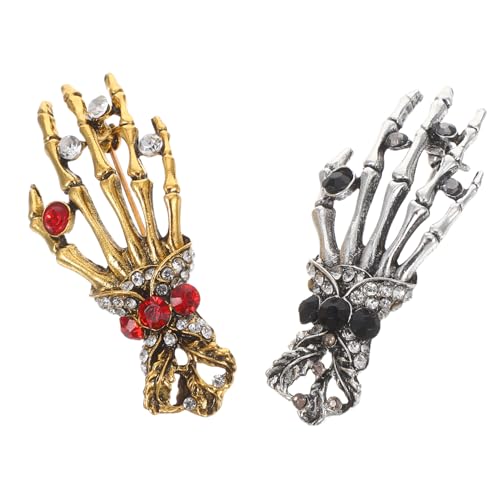 RORPOIR Halloween Skelett Hand Brosche Legierung Halloween Party Friedhofsdeko Modernes Design Tragbar Unisex Schmuck Accessoire Zufällige Farbe von RORPOIR