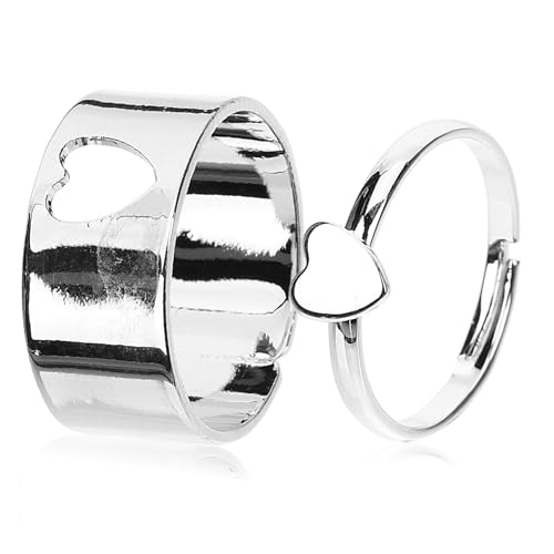 RORPOIR Herzringe für Verstellbarer Offener Ring Modischer Statement Finger Ring Silbernes Design als für Valentinstag Hochzeit oder Geburtstag von RORPOIR