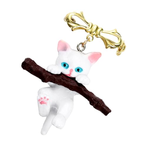 RORPOIR Katzenbrosche mit Zweig Modische Anstecknadel für Kleidung Filigraner Broschenanhänger als Dekoratives Accessoire Geschenkidee für Katzenliebhaber von RORPOIR