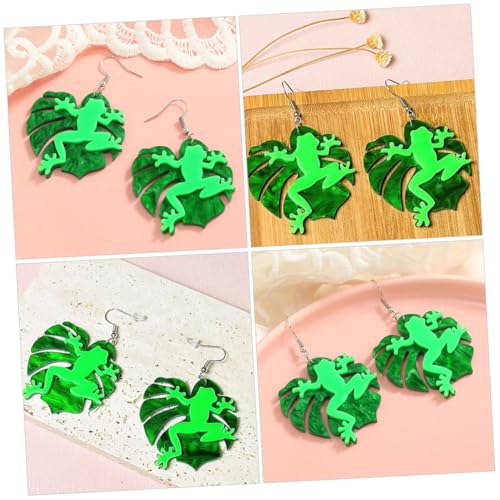 RORPOIR Lustige Frosch Ohrringe mit Grünem Anhänger Damen Ohrschmuck Bequem Tragbar Modisch für Frauen und Mädchen Geschenkidee von RORPOIR