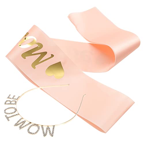 RORPOIR Mom to Be Set Mit Sash Und Stirnband Goldene Haarreifen Und Champagnerfarbene Schärpe Für Shower Und Schwangerschafts-fotoshoot Dekoration Für Werdende Mütter von RORPOIR