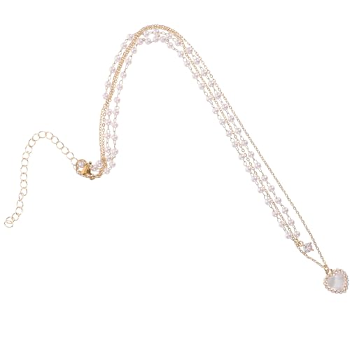 RORPOIR Perlenkette Damen Herz Anhänger Choker Halskette Goldfarben Vintage Stil Mode Schmuck von RORPOIR